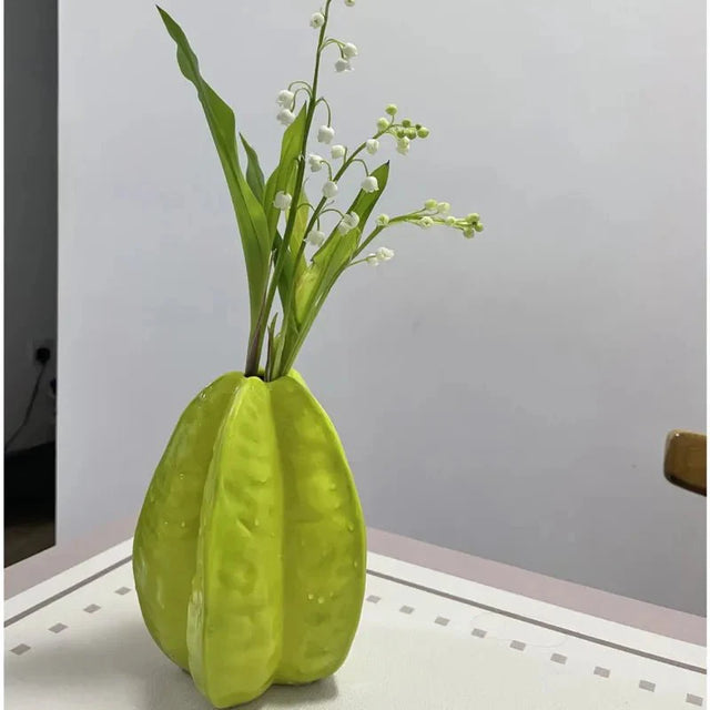 Ceramic Star Fruit Flower Vase Unique Decorative Pot