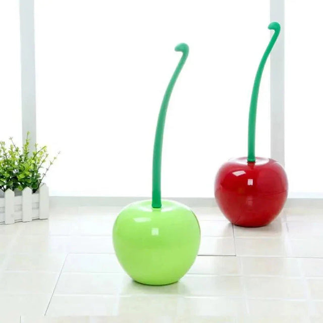 Cherry Apple Toilet Brush Holder - Fun Design, Plastic Material