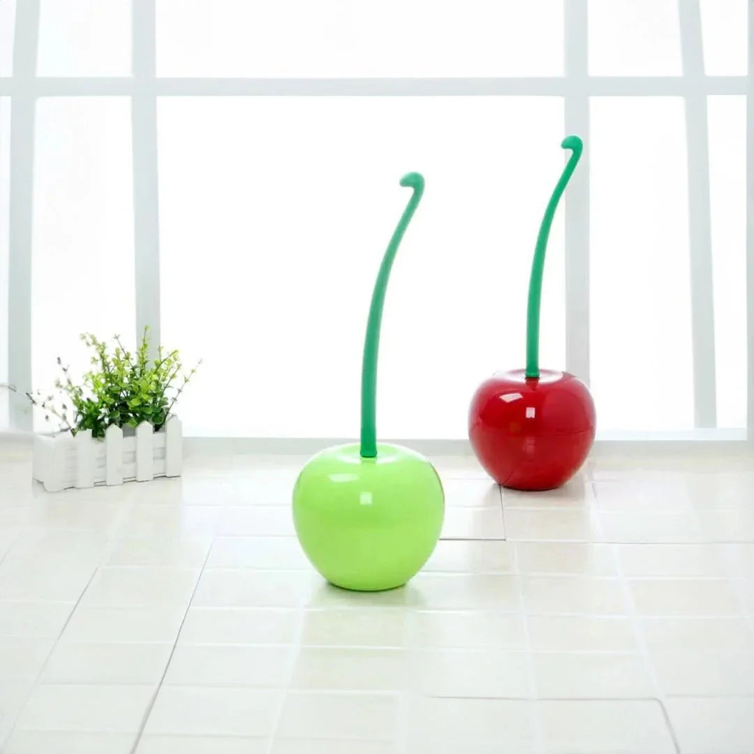 Cherry Apple Toilet Brush Holder - Fun Design, Plastic Material