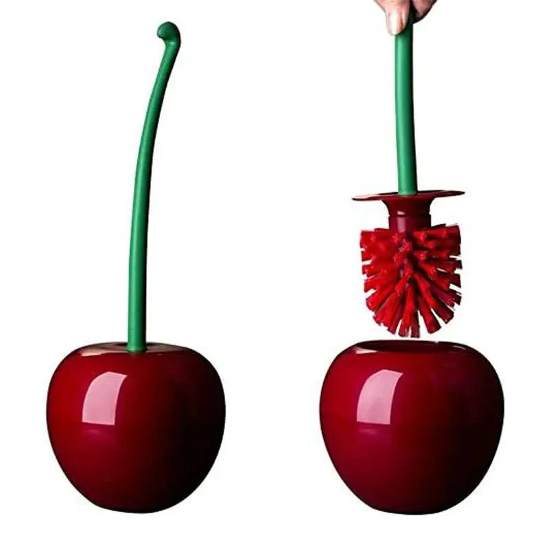 Cherry Apple Toilet Brush Holder - Fun Design, Plastic Material