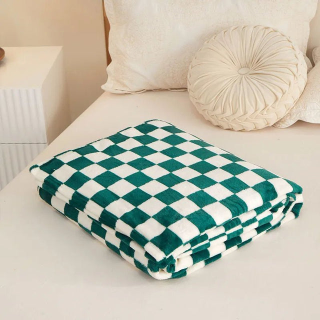 Classic Checkerboard Plaid Design Sofa Blanket for Comfort