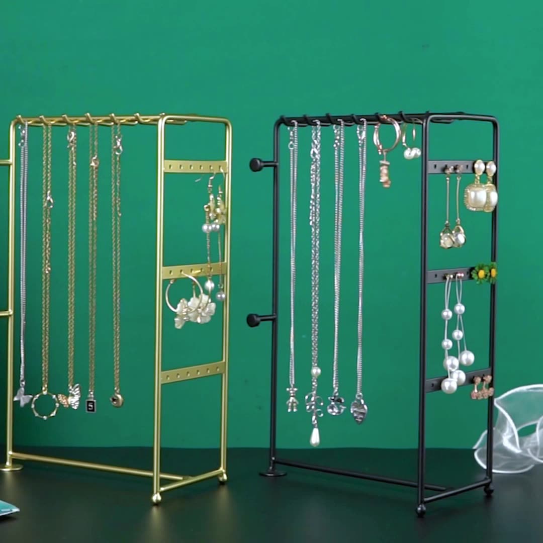 Coloured Hanging Jewellery Organiser Stand with Metal Frame