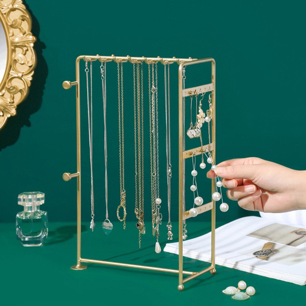 Coloured Hanging Jewellery Organiser Stand with Metal Frame