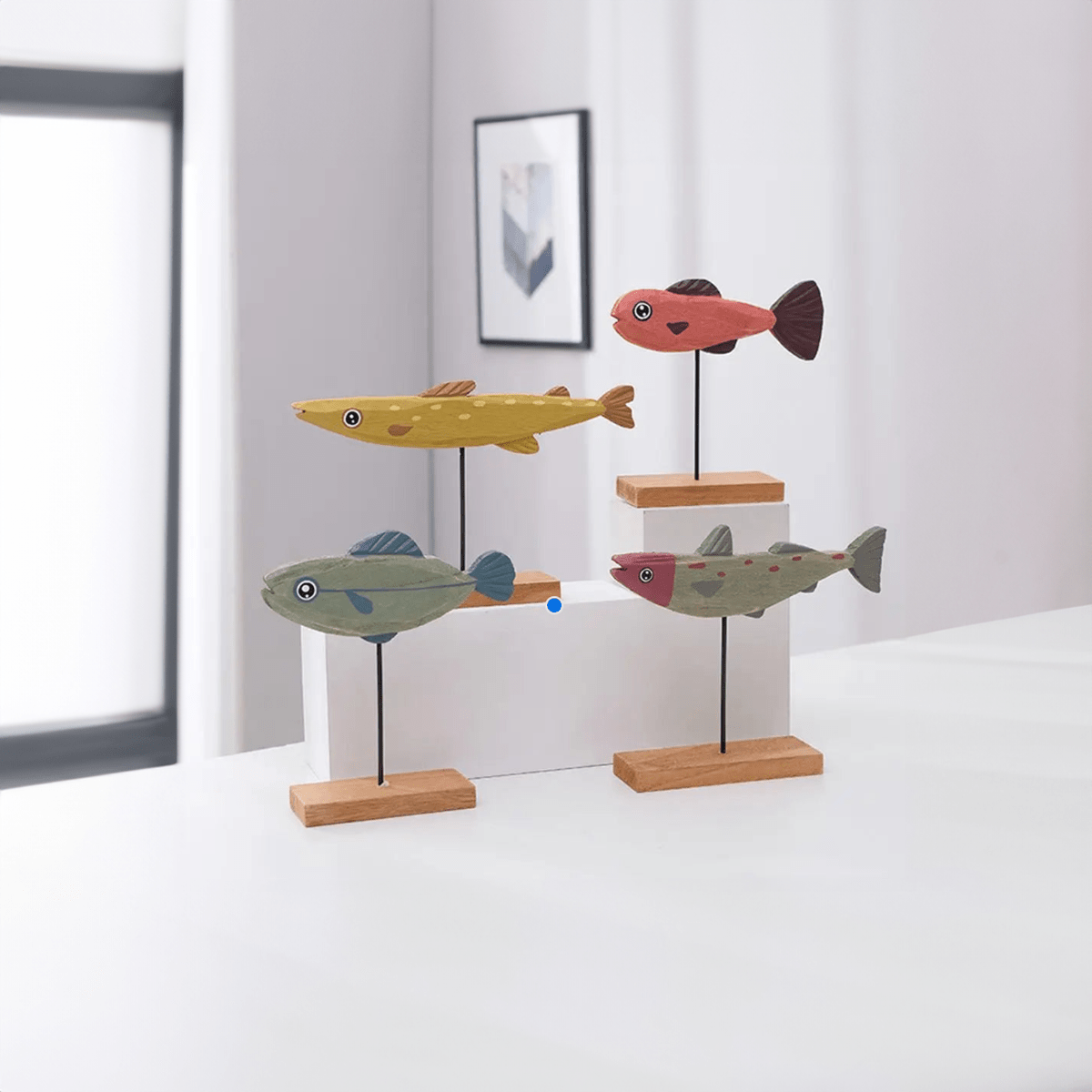 Colourful Abstract Wooden Fish Decoration for Home Style