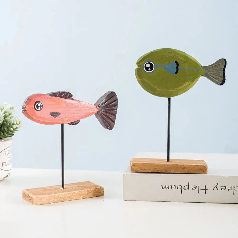 Colourful Abstract Wooden Fish Decoration for Home Style