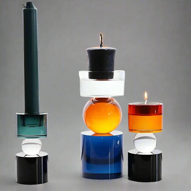 Colourful Geometric Crystal Candle Holder for Modern Decor