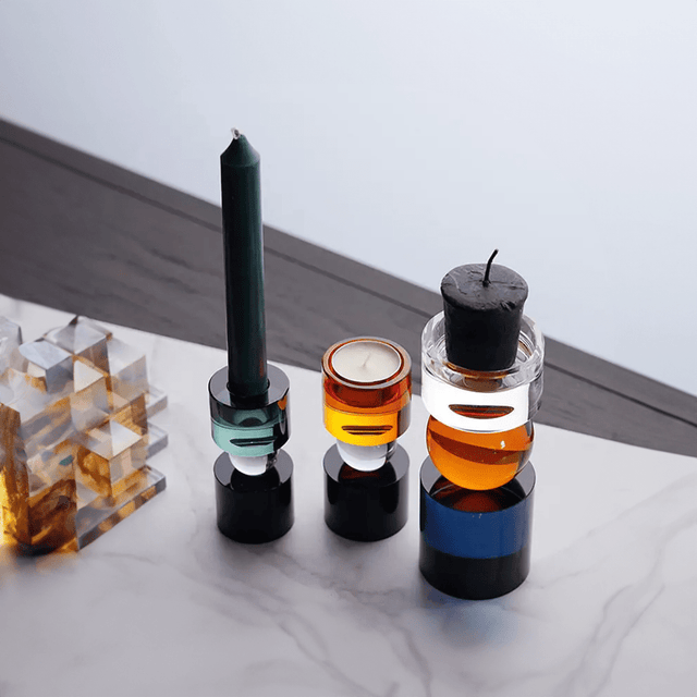 Colourful Geometric Crystal Candle Holder for Modern Decor