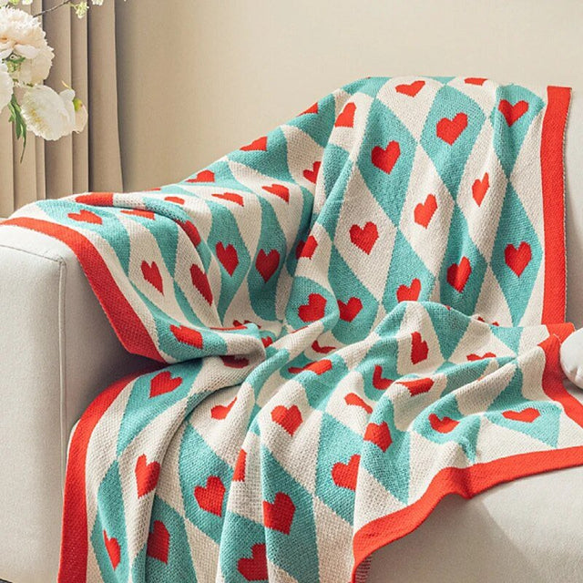 Comfortable & Cosy Hearts Sofa Blanket for Ultimate Relaxation