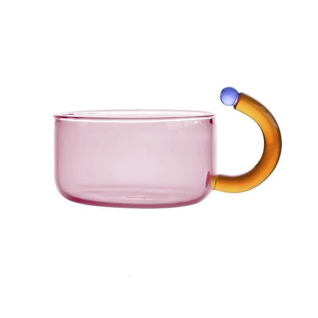 Contrasting Colour Glass Teapot Set - Stylish Heat-Resistant Design