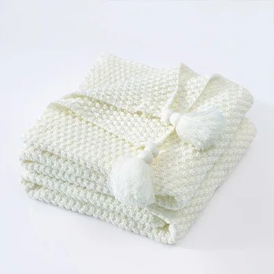 Woollen Knitted Tassel Sofa Blanket for Ultimate Comfort