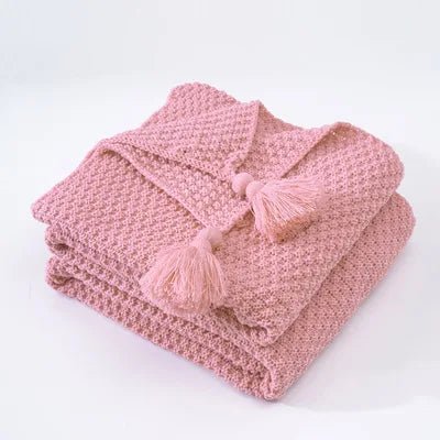 Woollen Knitted Tassel Sofa Blanket for Ultimate Comfort