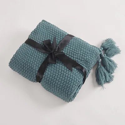 Woollen Knitted Tassel Sofa Blanket for Ultimate Comfort