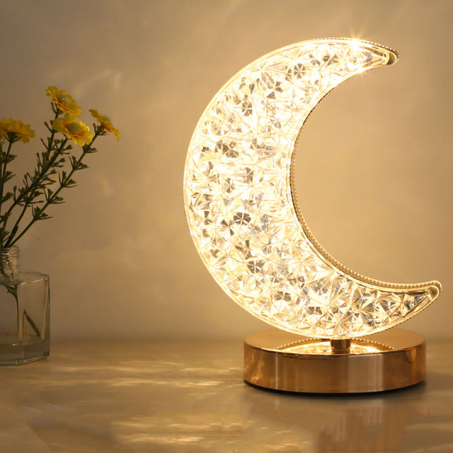 Crystal Crescent Moon Lamp with Adjustable Brightness USB