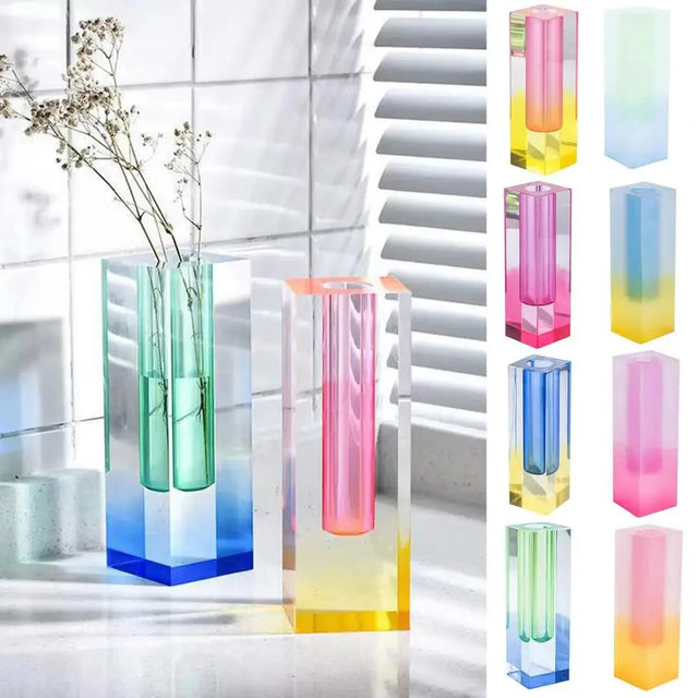 Crystal Effect Gradient Vase Modern Acrylic Tabletop Decor