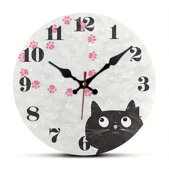 WhiskerWatch Adorable Silent Cat Wall Clock Stylish Decor