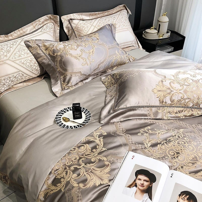 Damask Luxury Duvet Cover Set – 1000 TC Egyptian Cotton for Ultimate Comfort