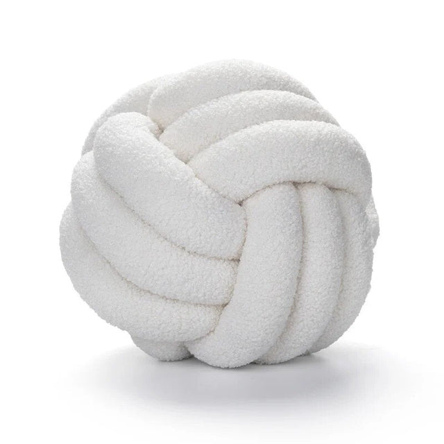 Decorative Knotted Teddy Ball Soft Cushion - 100% Wool, Round