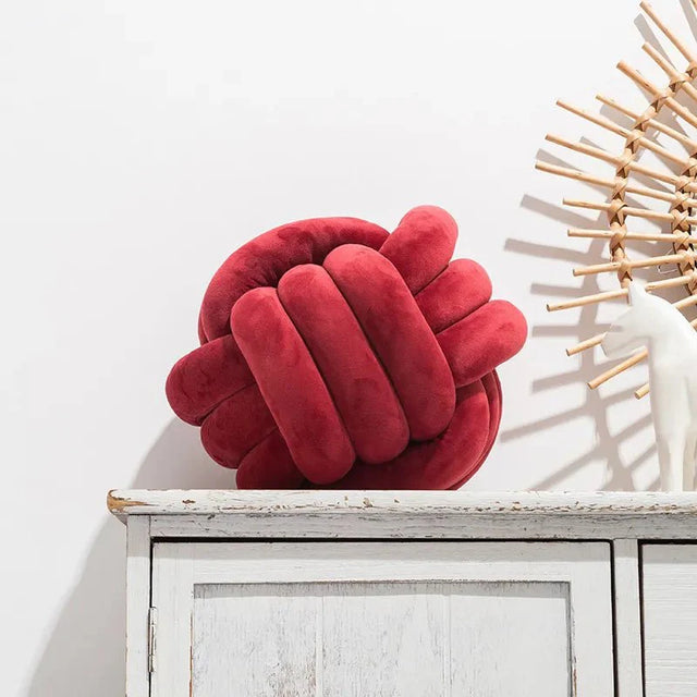 Decorative Knotted Suede Effect Ball Soft Cushion Pillow