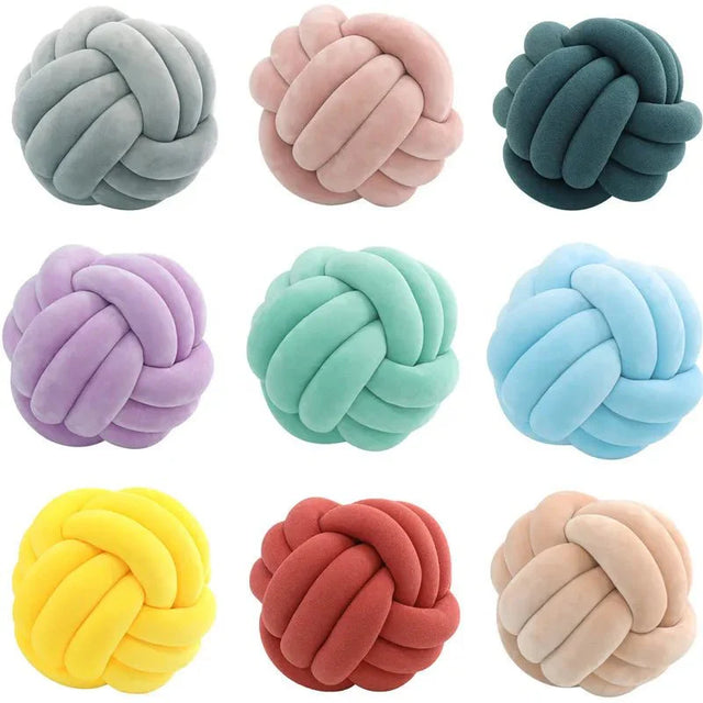 Decorative Knotted Suede Effect Ball Soft Cushion Pillow