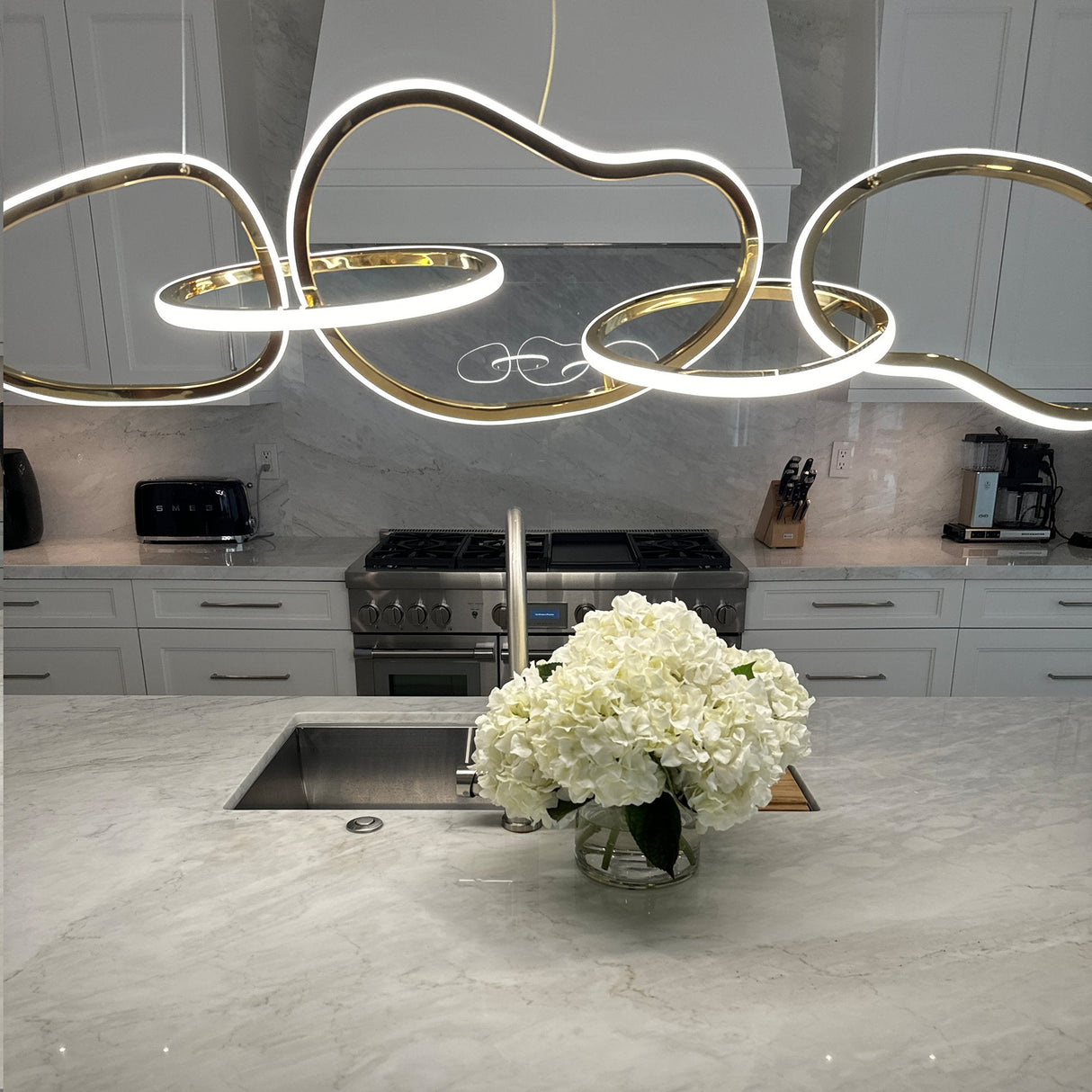 Disruption Chandelier – Modern Stainless Steel Ring Ceiling Light