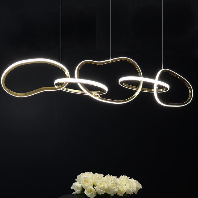 Disruption Chandelier – Modern Stainless Steel Ring Ceiling Light