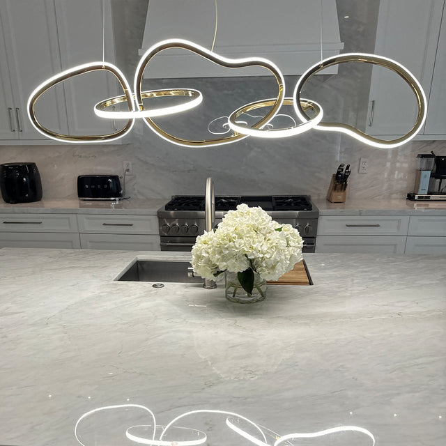 Disruption Chandelier – Modern Stainless Steel Ring Ceiling Light