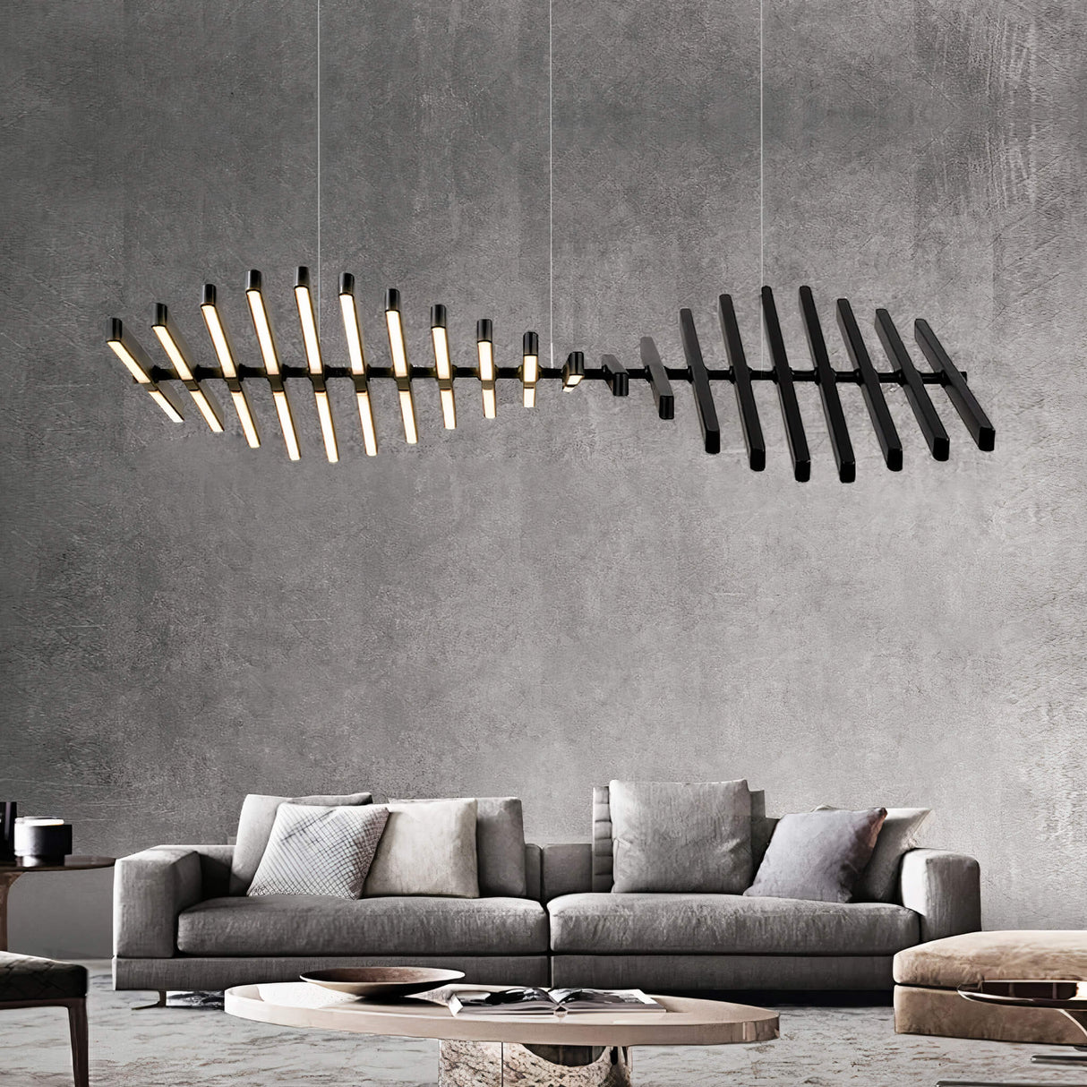 DNA Chandelier – Industrial Black LED Ceiling Light with Adjustable Design