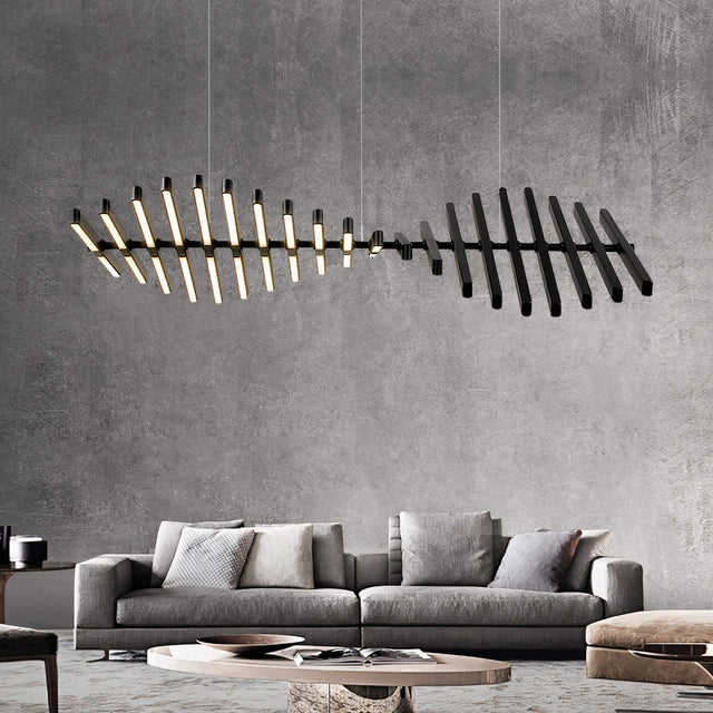 DNA Chandelier – Industrial Black LED Ceiling Light with Adjustable Design
