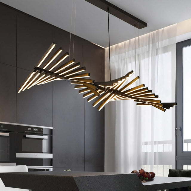 DNA Chandelier – Industrial Black LED Ceiling Light with Adjustable Design
