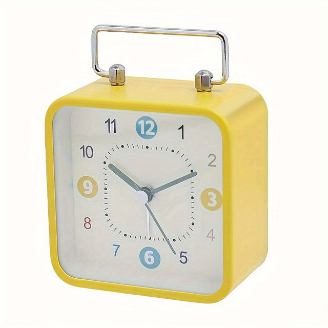 Square Metal Alarm Clock with Night Light and Snooze Feature