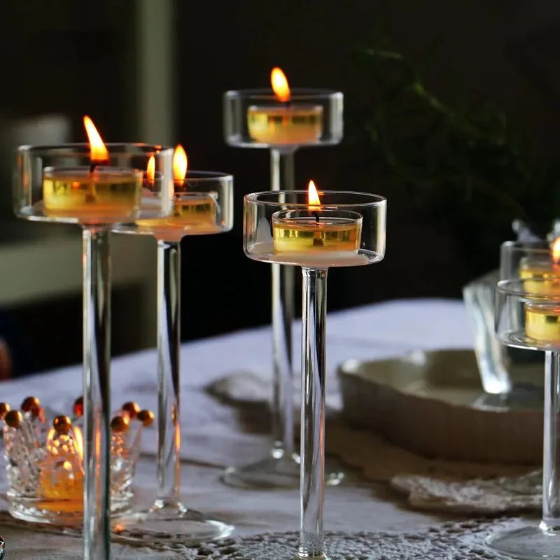 Elegant Glass Tealight Candle Holder Set for Home Decor