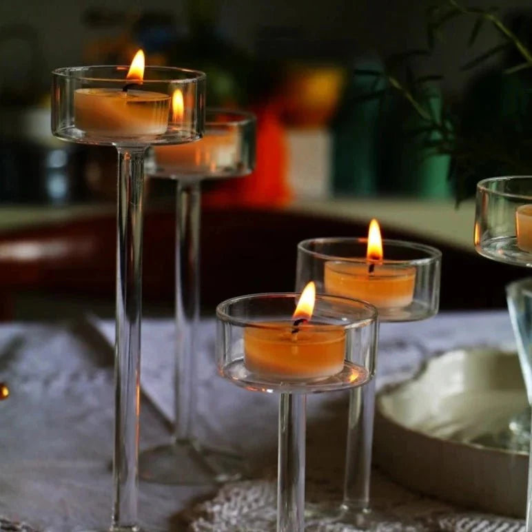 Elegant Glass Tealight Candle Holder Set for Home Decor