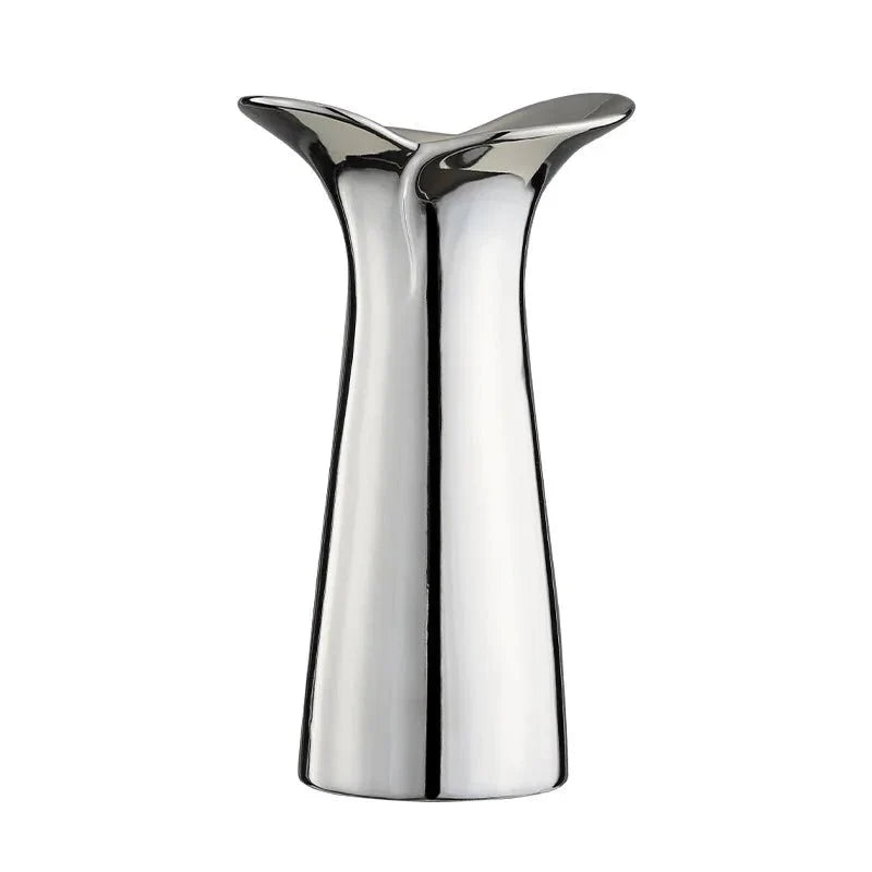 Elegant & Sleek Silver Ceramic Flower Vase for Modern Decor