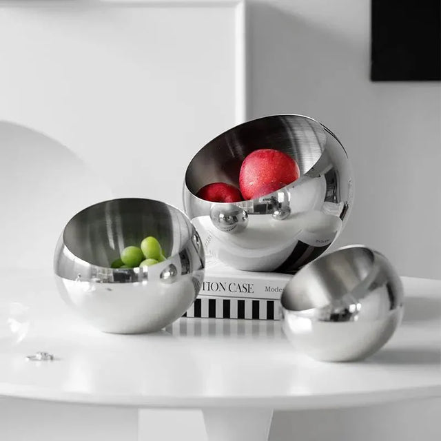 Elegant Stainless Steel Fruit Bowl - Modern Eco-Friendly Design