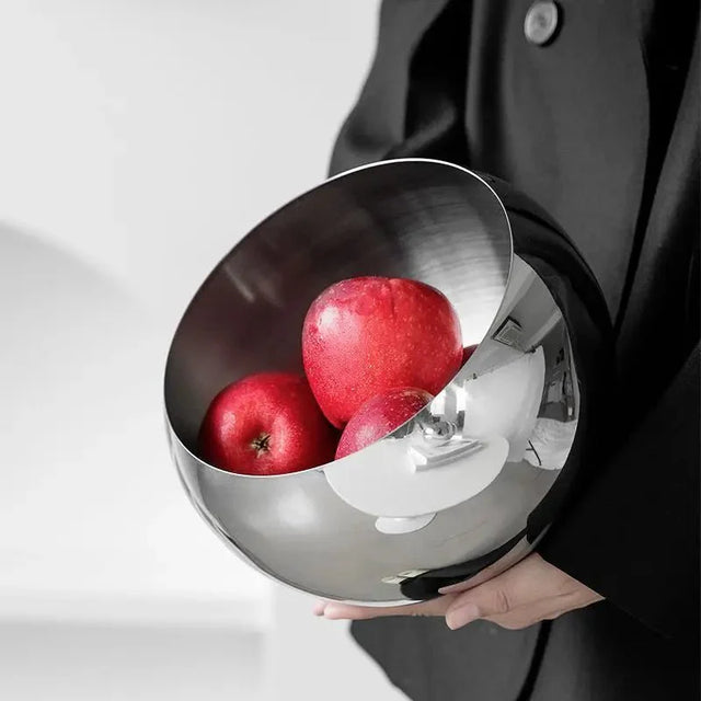 Elegant Stainless Steel Fruit Bowl - Modern Eco-Friendly Design