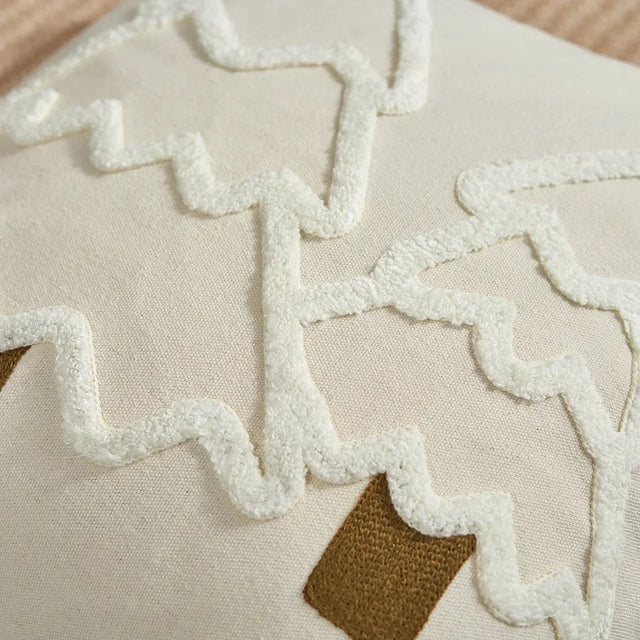 Embroidered Christmas Tree Cushion Cover in Cotton Canvas