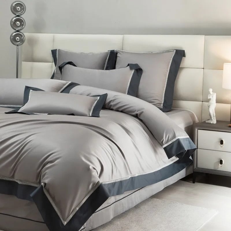 Essence Duvet Cover Set – 1000 TC Egyptian Cotton with Elegant Border Detailing