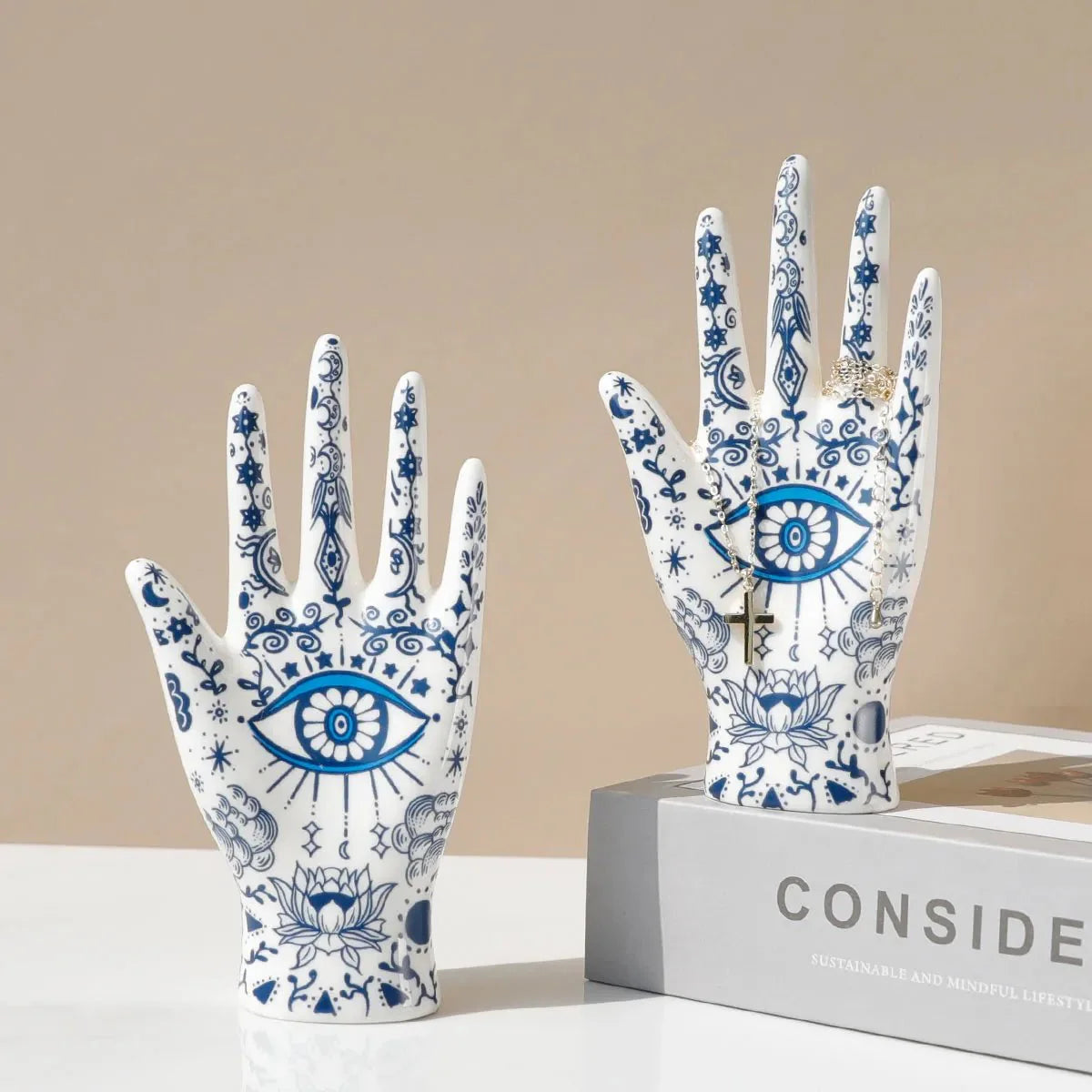 Eye of Fatima Ceramic Jewellery Display Stand for Organizing