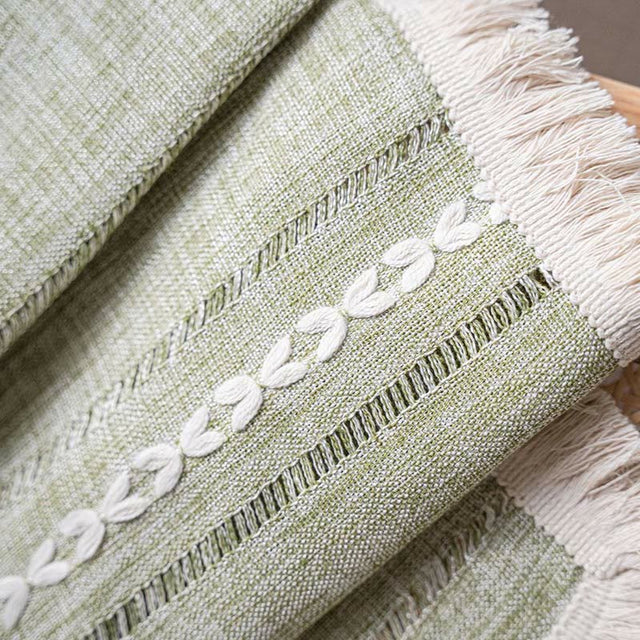 Simple Stripe Hollow-out Semi-shading Tassel Curtain