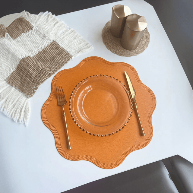 Faux Leather Flower Shaped Table Mats for Stylish Dining