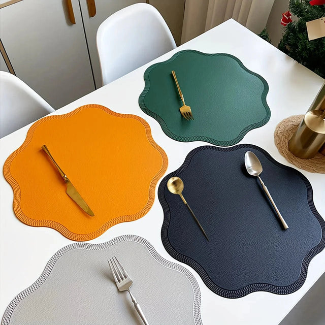 Faux Leather Flower Shaped Table Mats for Stylish Dining
