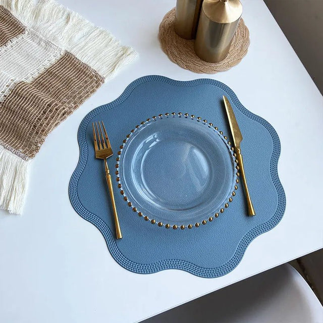 Faux Leather Flower Shaped Table Mats for Stylish Dining