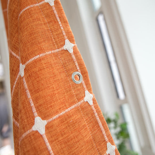 Plaid Cotton Linen Farmhouse Shower Curtain-6