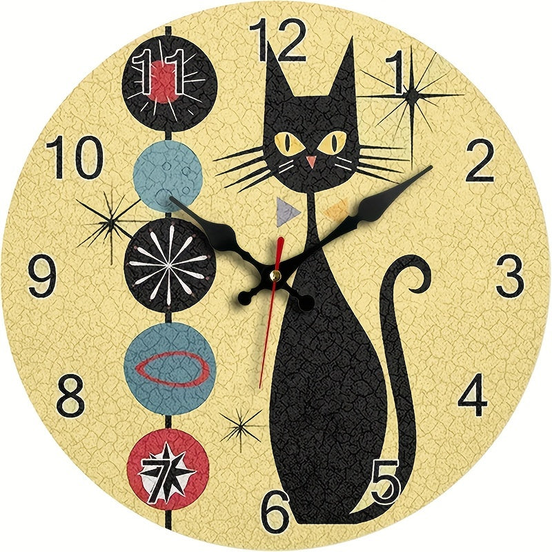 Elegant Cat Wooden Wall Clock