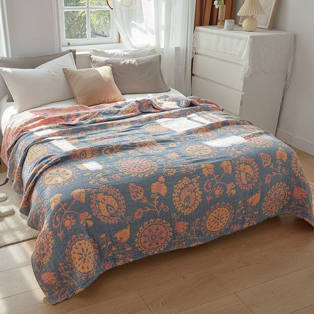 Floral Muslin Bed Cover for Cozy Comfort and Style