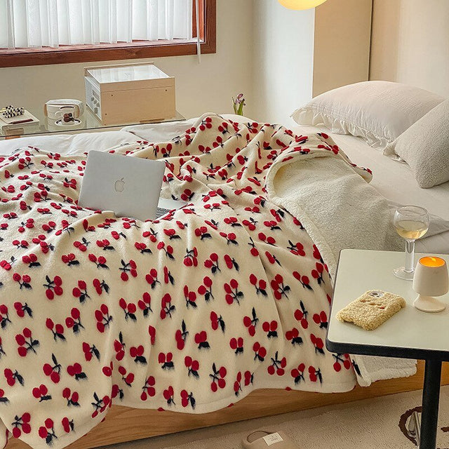 Fluffy Floral Plush Thickened Blanket for Cozy Comfort