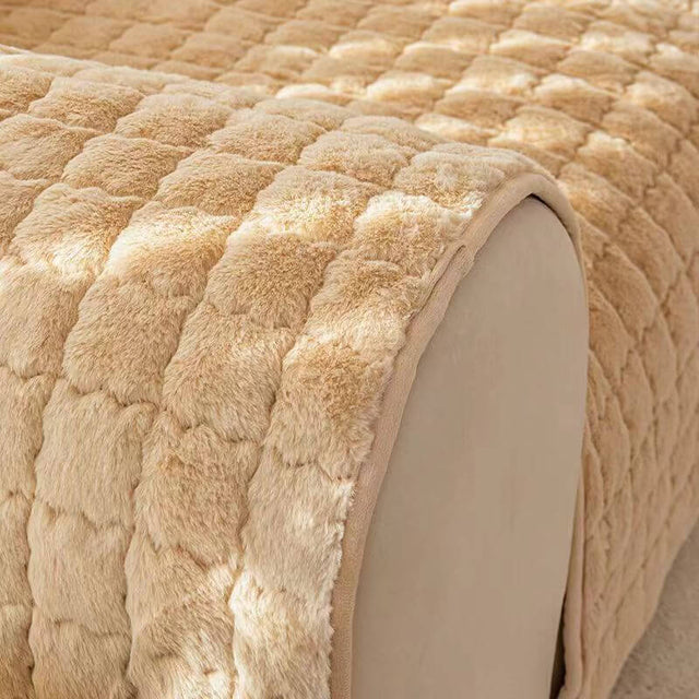 Biscuit Plush Soft Non-Slip Couch Cover with Anti-Slip Design