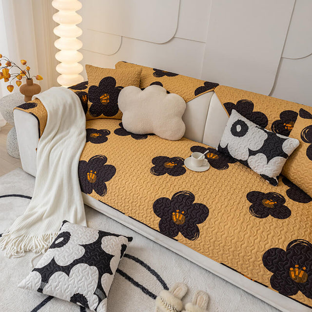 Caramel Macchiato Cotton Non-slip Couch Cover for Protection