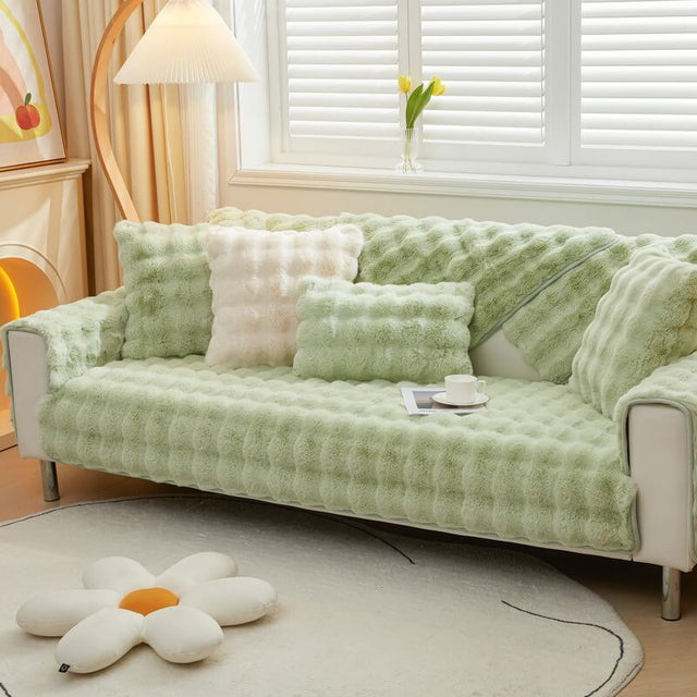 Cozy Plush Solid Colour Non-slip Couch Cover for Comfort
