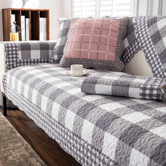 Cotton Plaid Anti-scratch Couch Cover for Pet Protection